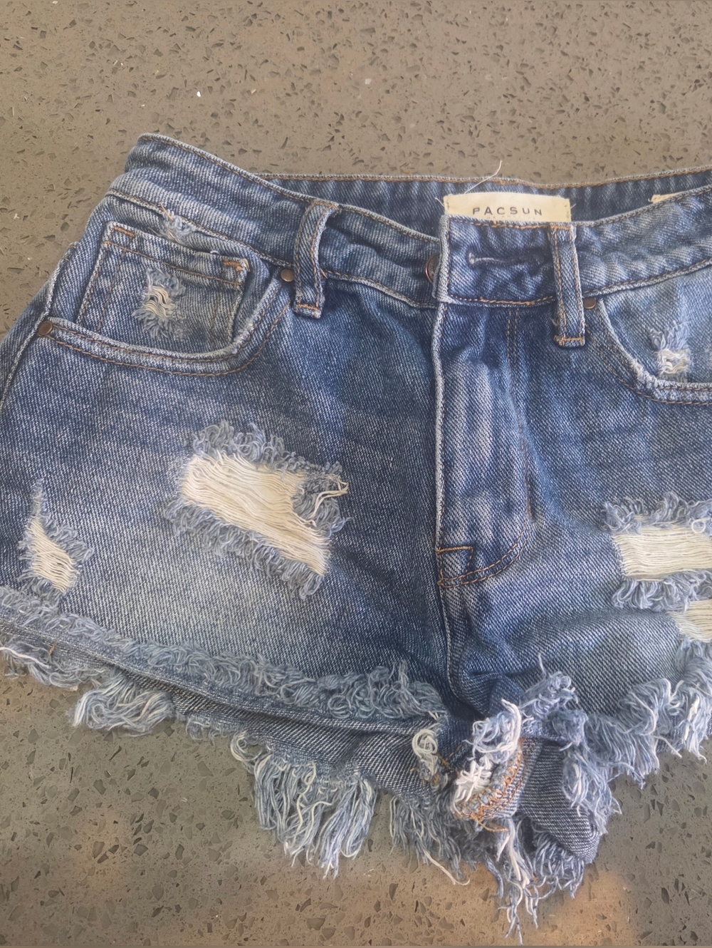 PacSun Light Blue Distressed Frayed Hem Denim Shorts